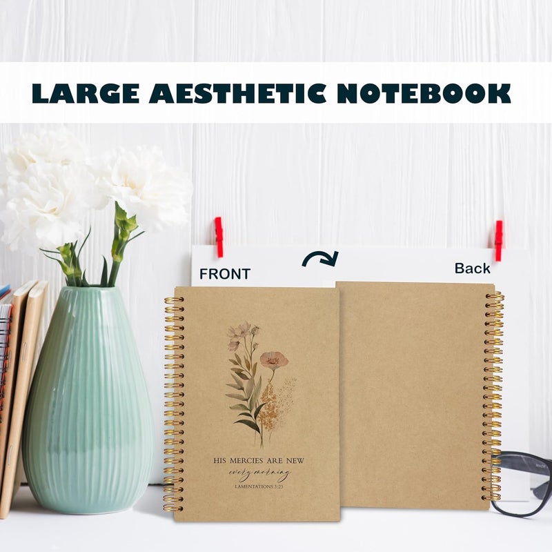BearCake Floral Christian Notebook Journal, Christian Gifts for Women, Bible Notebooks for Note Taking, Bible Journaling Notebook, Hardcover Spiral Notebook 5.5x8.3 kraft paper - Image 4
